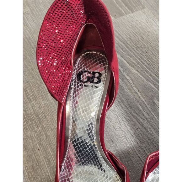 Gianni Bini Women's Red Bedazzled Floral Ankle Peep Toe Ultra High Heels Size 9M - Picture 9 of 14